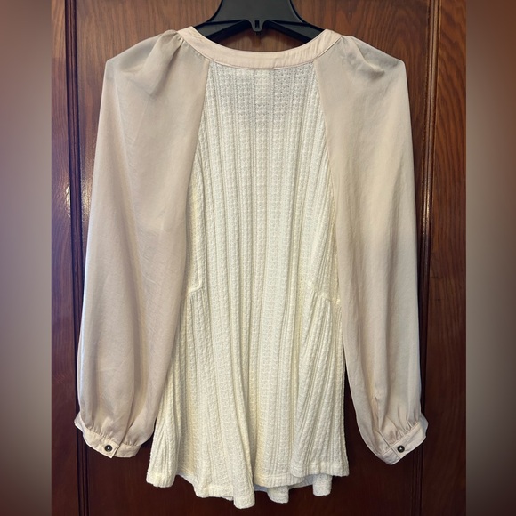 Anthropologie Meadow Rue Kersee Button Ivory Boho Henley Blouse Top Medium - Picture 4 of 6